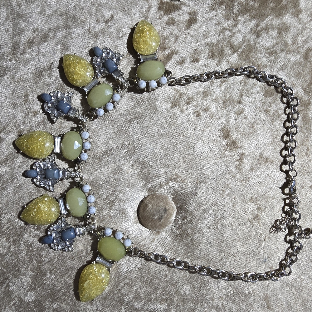 Elegant Yellow and Blue Statement Necklace